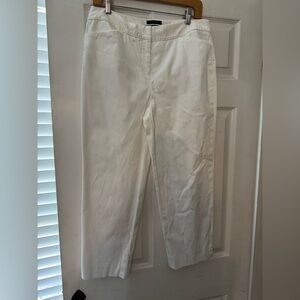 AK Anne Klein Stretch Ivory Trousers Size 12P Petite Career Pants